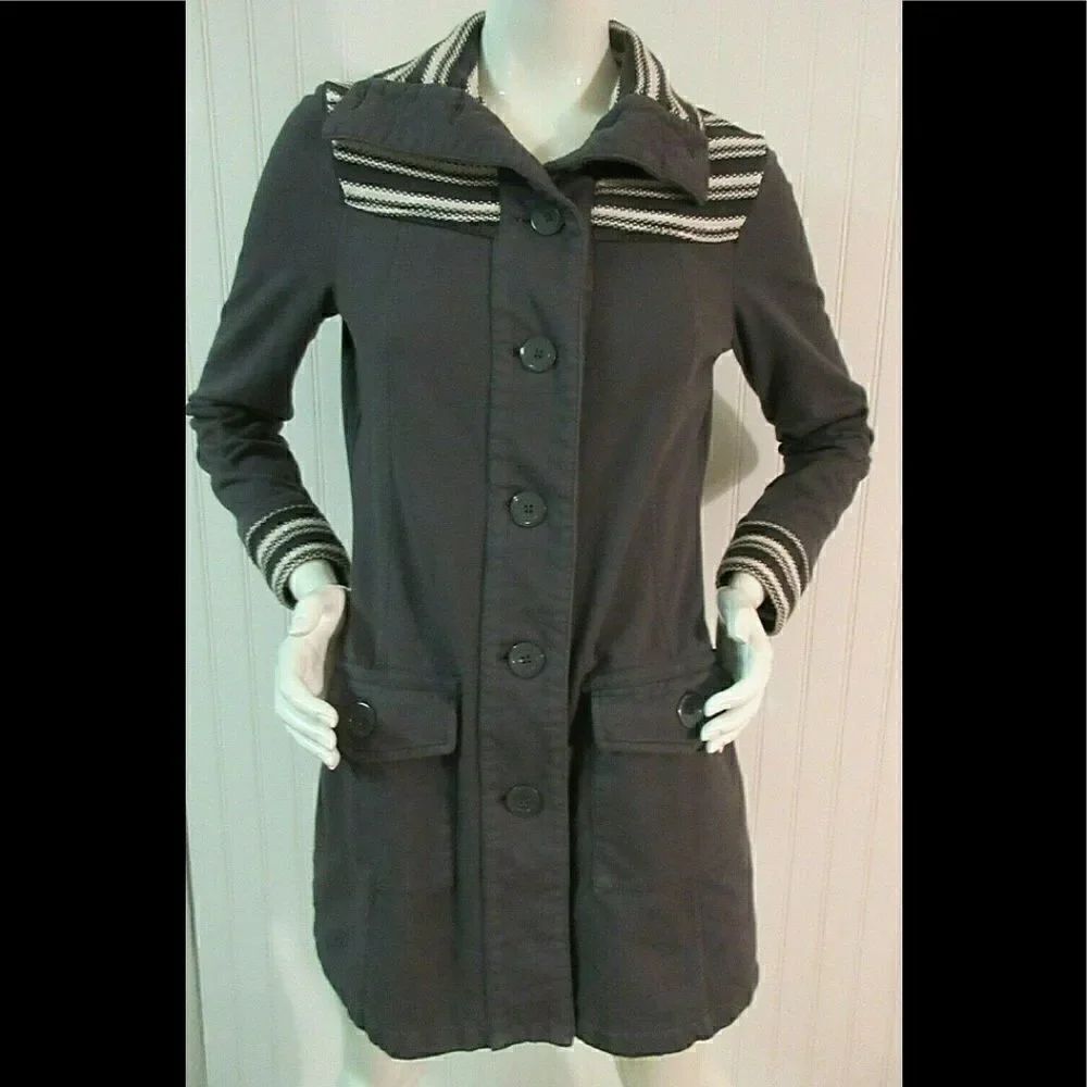 prAna jacket gray with stripe contrast sz Small